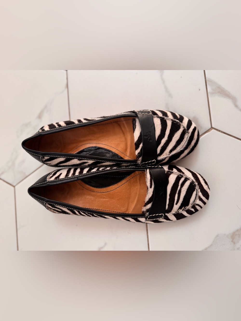 Michael Toschi Women's Pony Hair Zebra Print Loafers Black & White Made in Italy